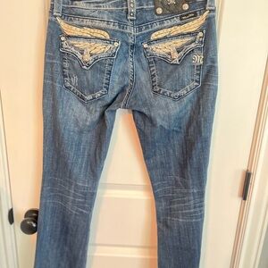 Miss Me Blue Skinny Jeans with Decorative Stitching